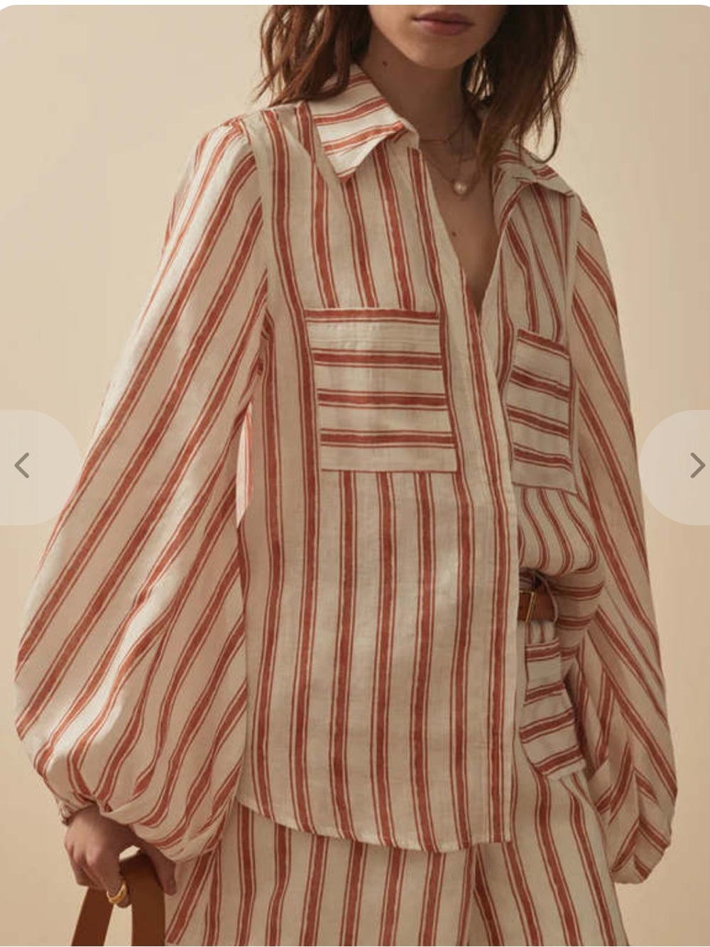 Sancia 100% Linen Striped Button-Front Top